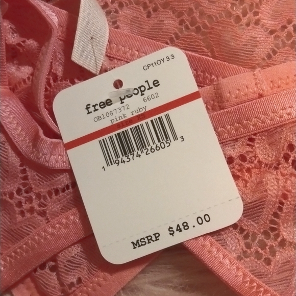 NWT Free People Intimately Kelly Bra and Panty Set in Pink Ruby - Picture 6 of 6